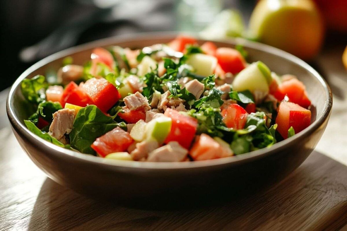 Gros plan d un bol de salade fraîche