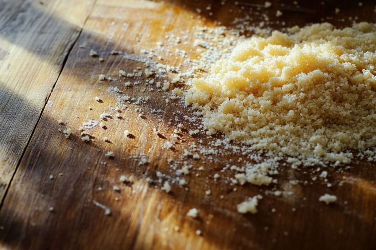Gros plan sur des miettes de pain maison