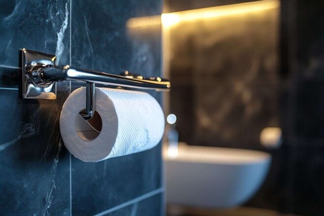 Porte papier toilette élégant avec éléments décoratifs