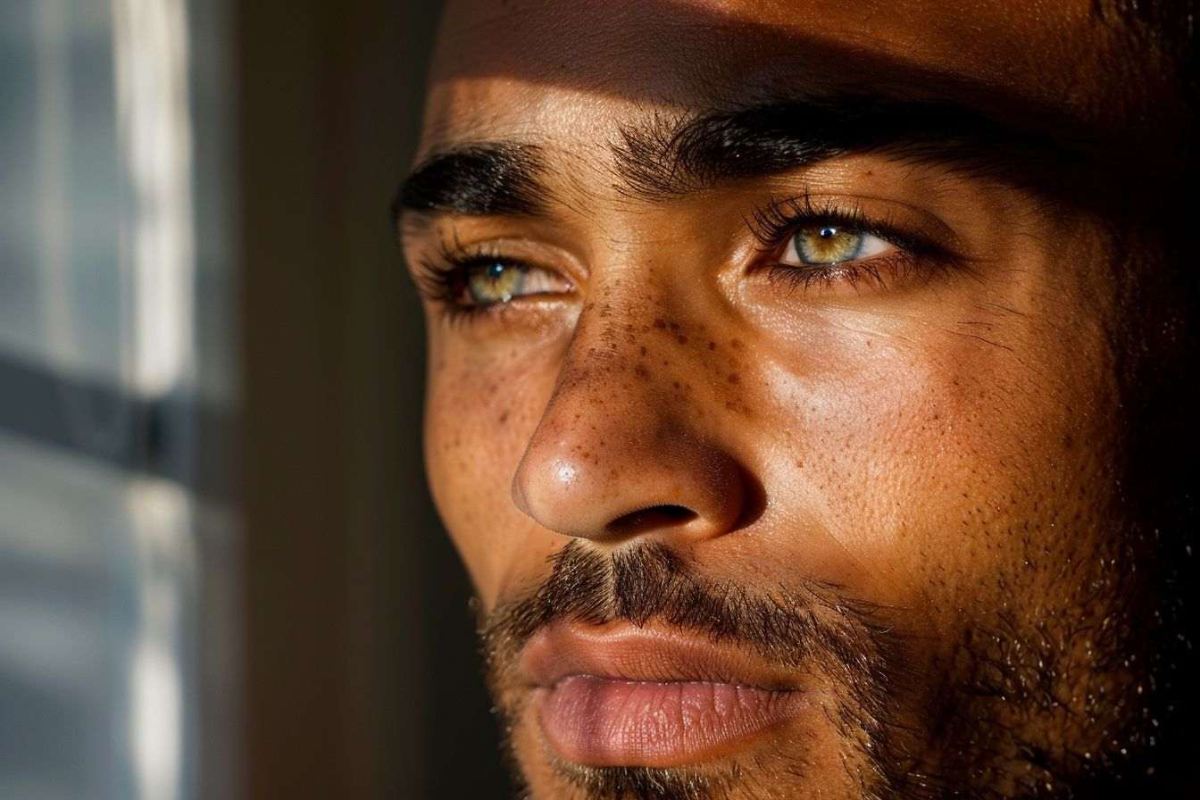 Portrait en gros plan d un homme à la peau saine