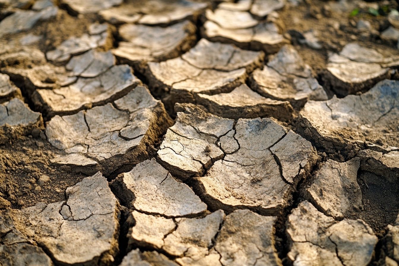 Terre craquelée dans un paysage sec