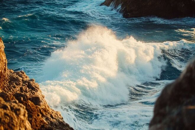 Vagues Énergétiques et falaises rocheuses