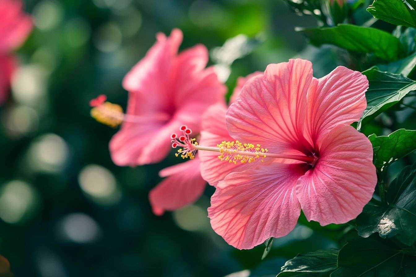 Gros plan sur des hibiscus vibrants