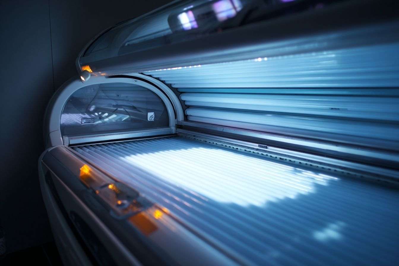 Gros plan d un lit de bronzage avec lumière apaisante