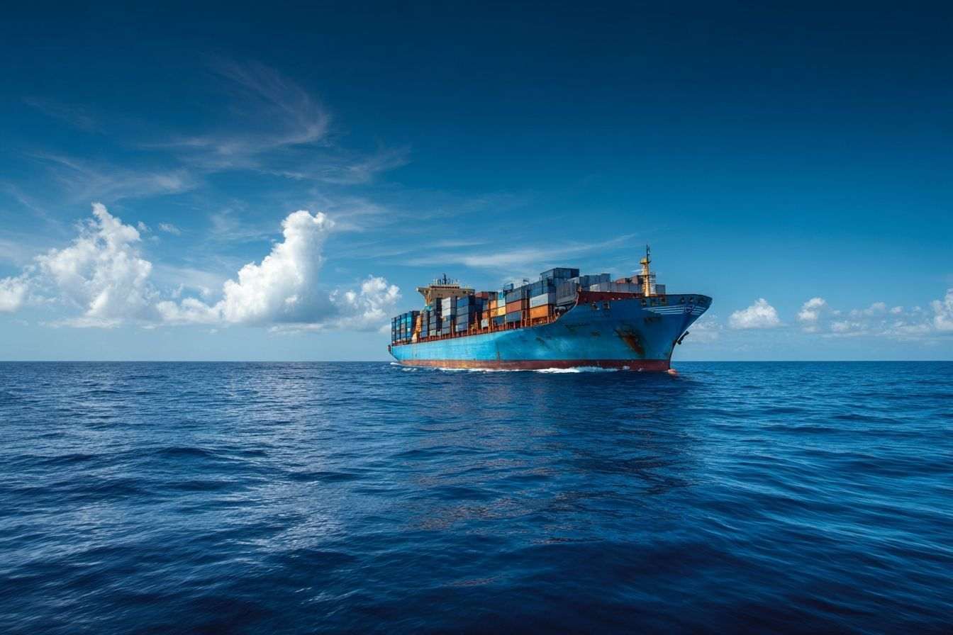 Navire porte-conteneurs sur mer ouverte
