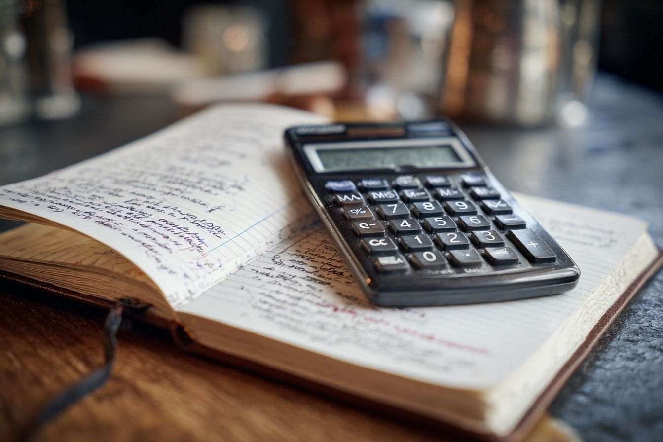 Calculatrice et notes sur les dépenses mensuelles