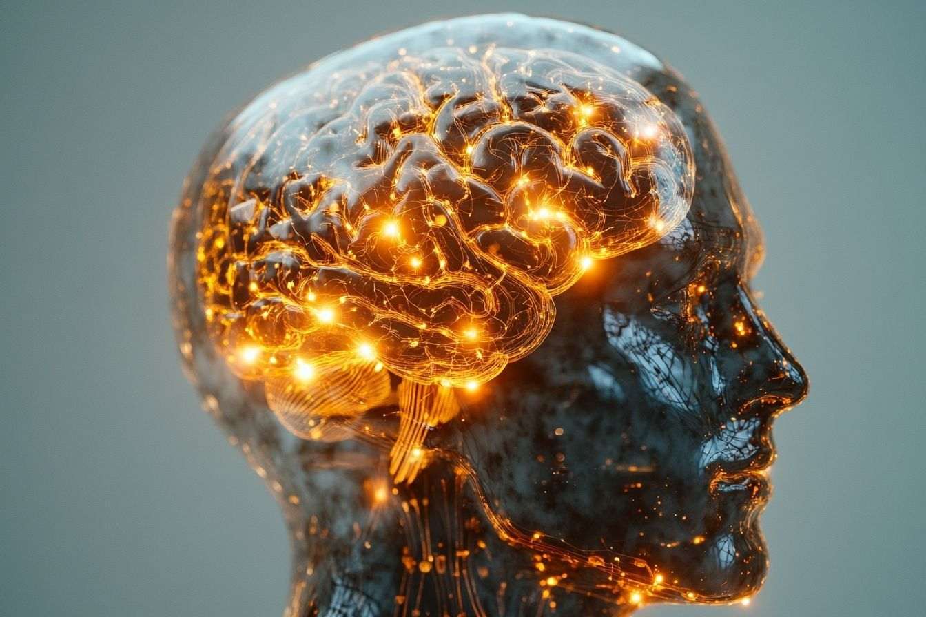 Représentation visuelle du cerveau avec zones de stress