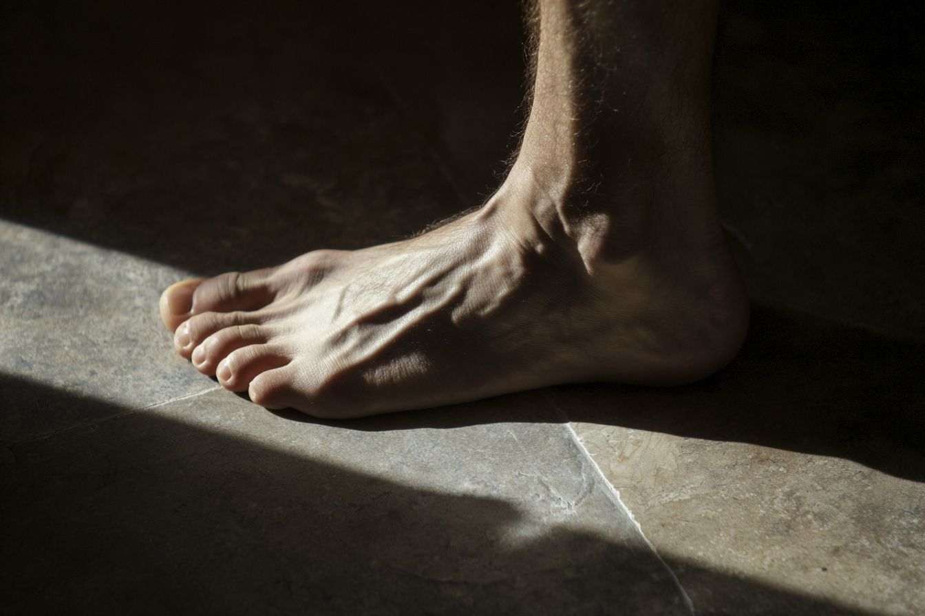 Vue latérale du pied avec courbure distincte