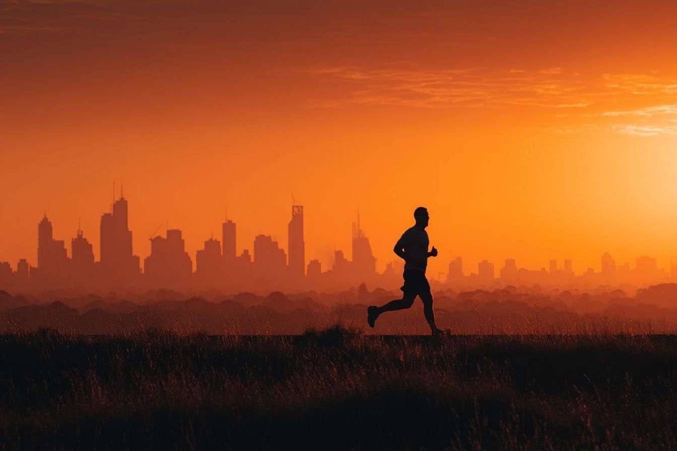 Lever de soleil sur la silhouette urbaine