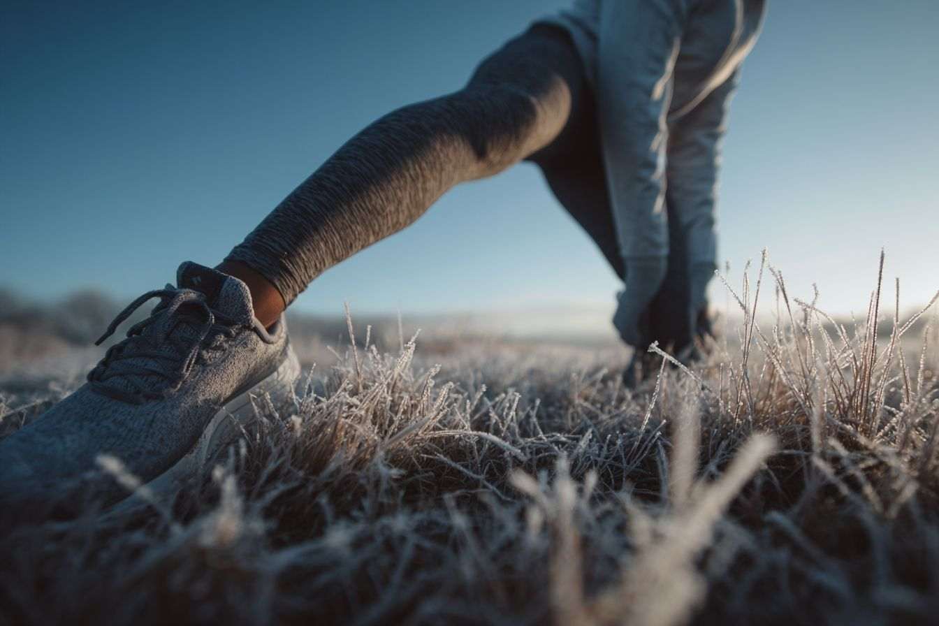 Runner s étirant dans l air frais du matin