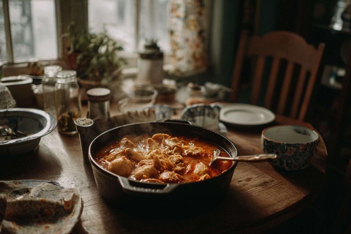 Vue aérienne d une scène de cuisine chaleureuse