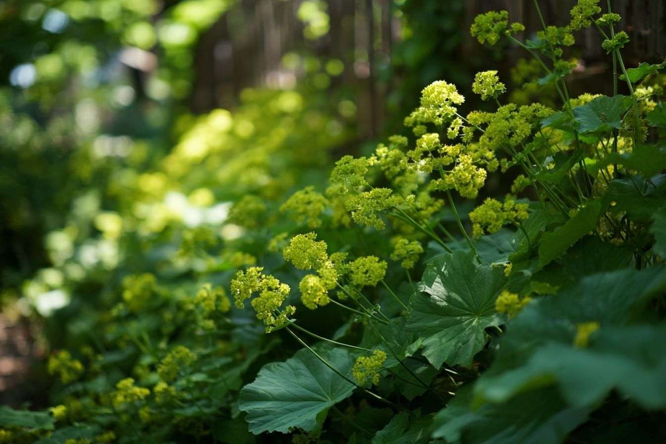 Vue pittoresque d un coin de jardin ombragé