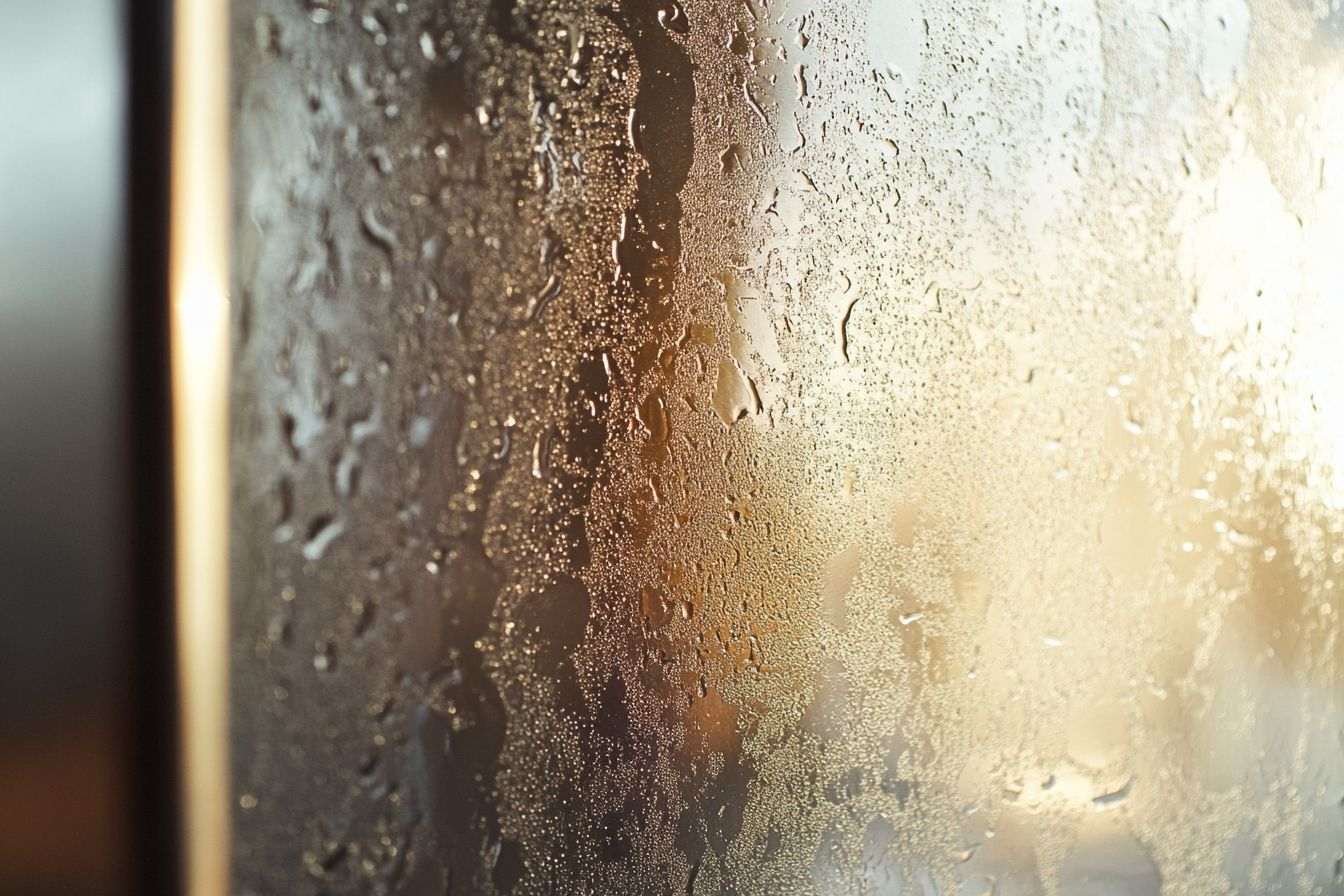 Vue artistique de porte de douche en verre