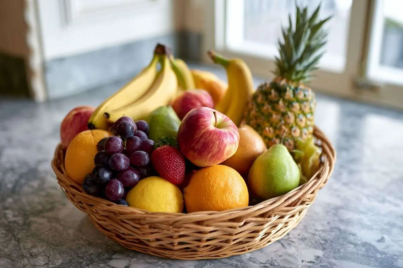 Image d'un panier rempli de fruits frais vibrants et colorés.