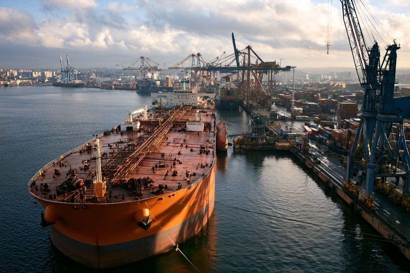 Pétrolier amarré au port
