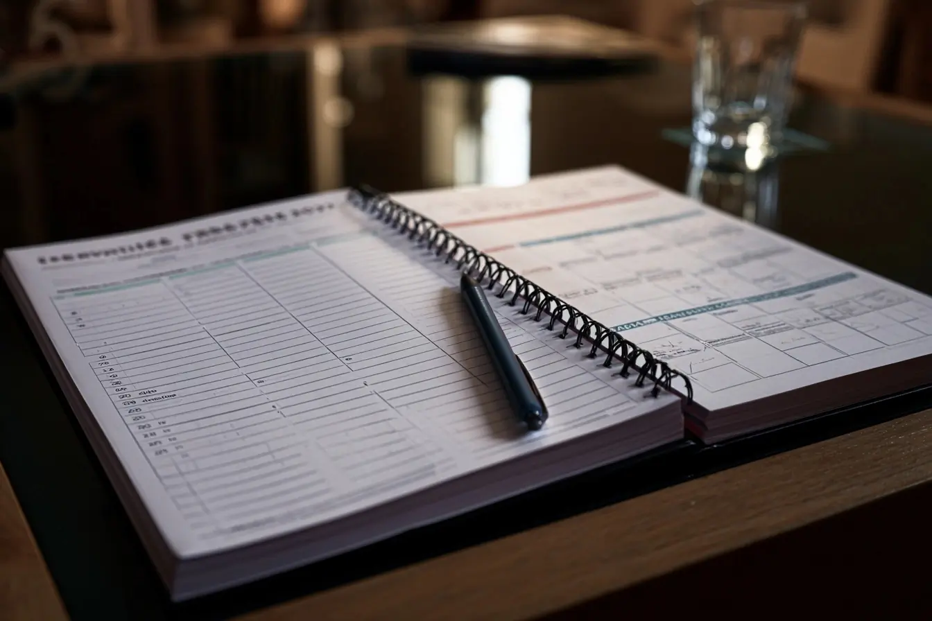 Calendrier ouvert avec zones A B C