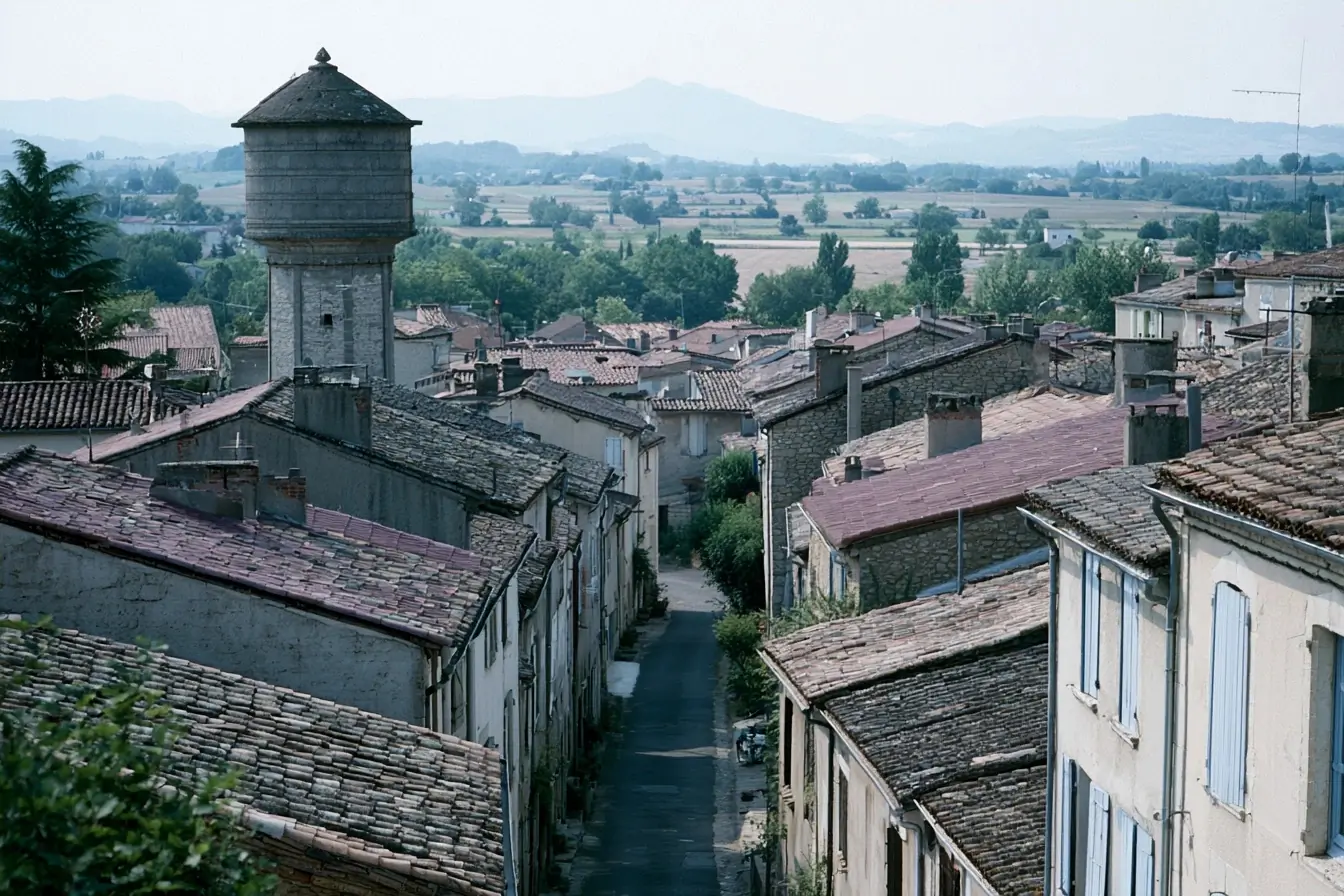 Chateau d’eau au-dessus d’un village