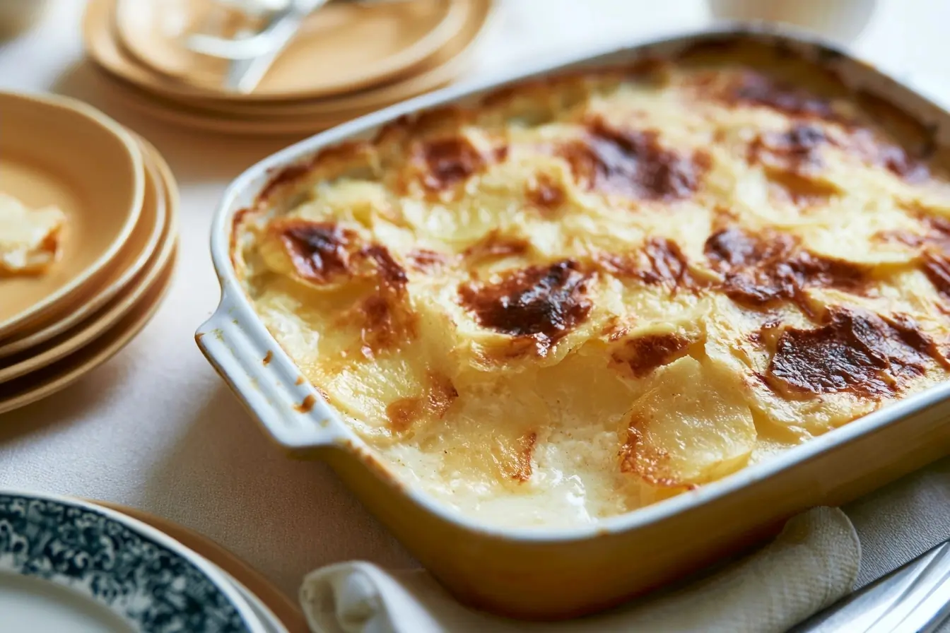 Gratin dauphinois servi dans son plat
