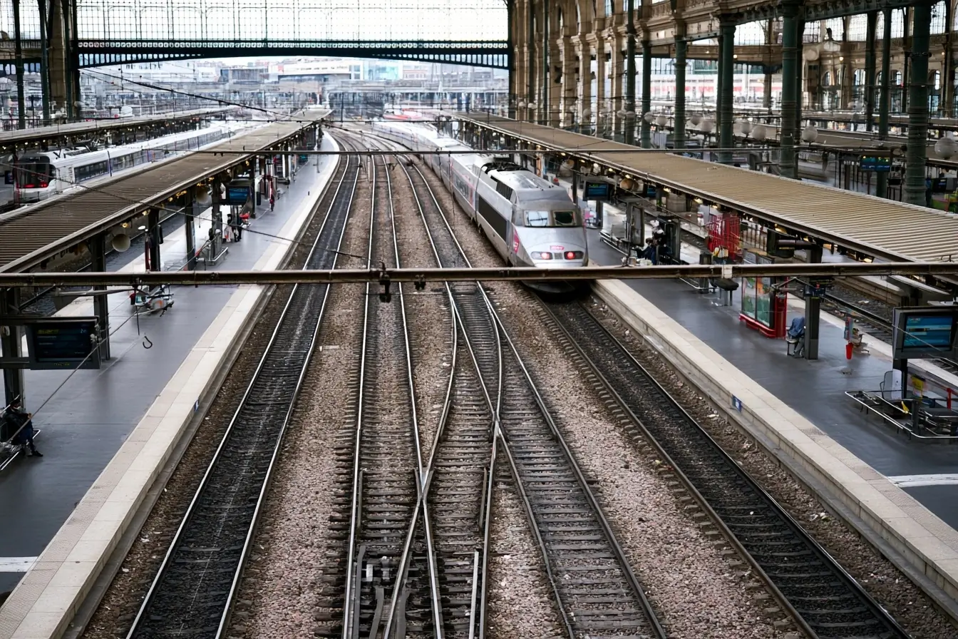 Quais de gare et voyageurs disperses