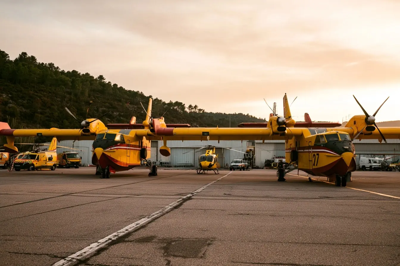 Avions et hélicoptère sur aéroport