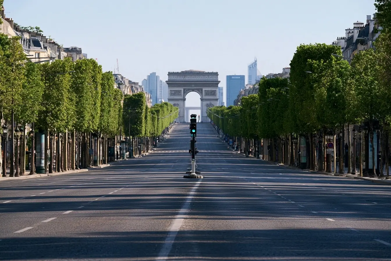Avenue des Champs-Élysées presque vide