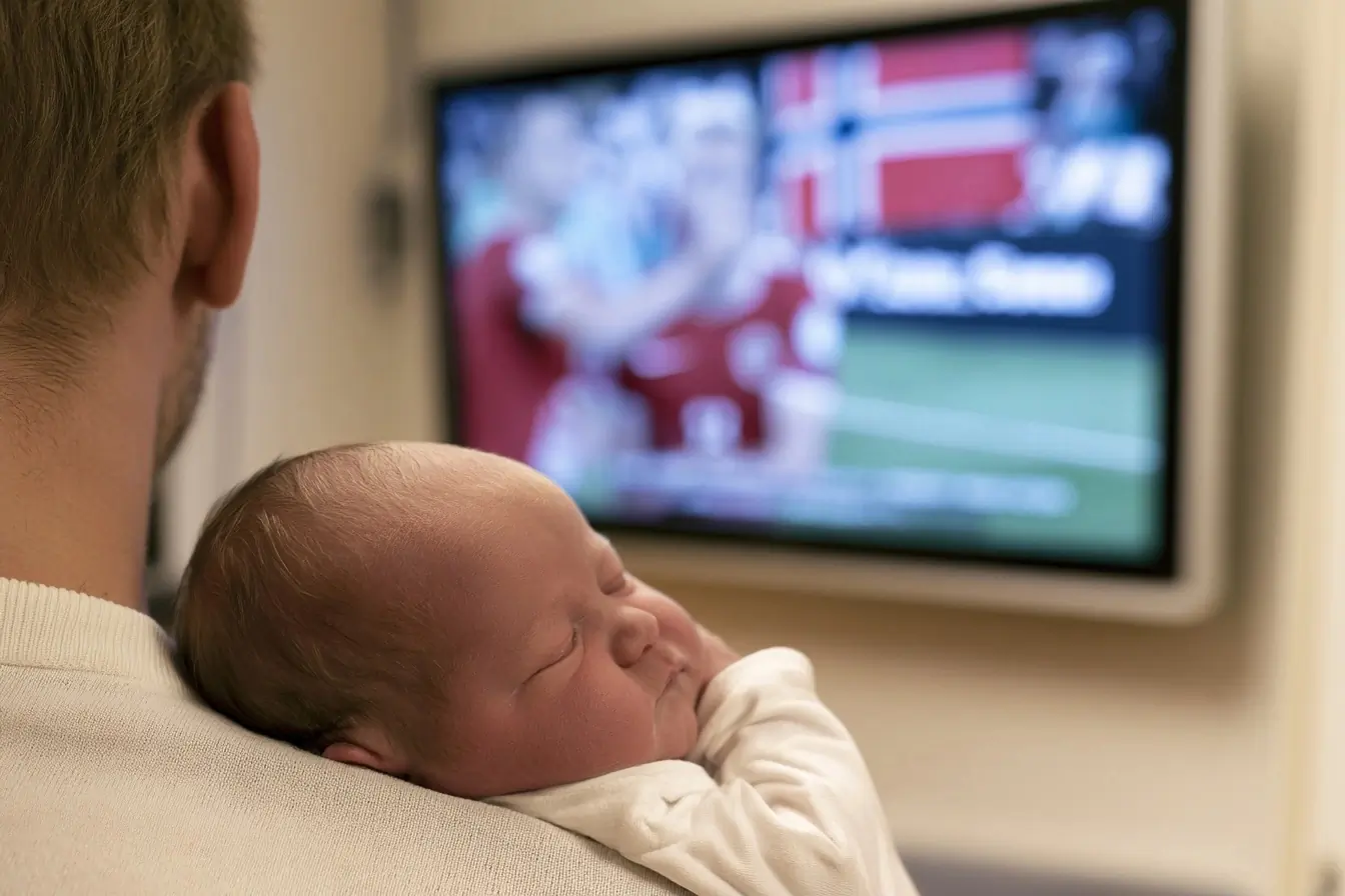 Nourrisson devant un match de la Norvège