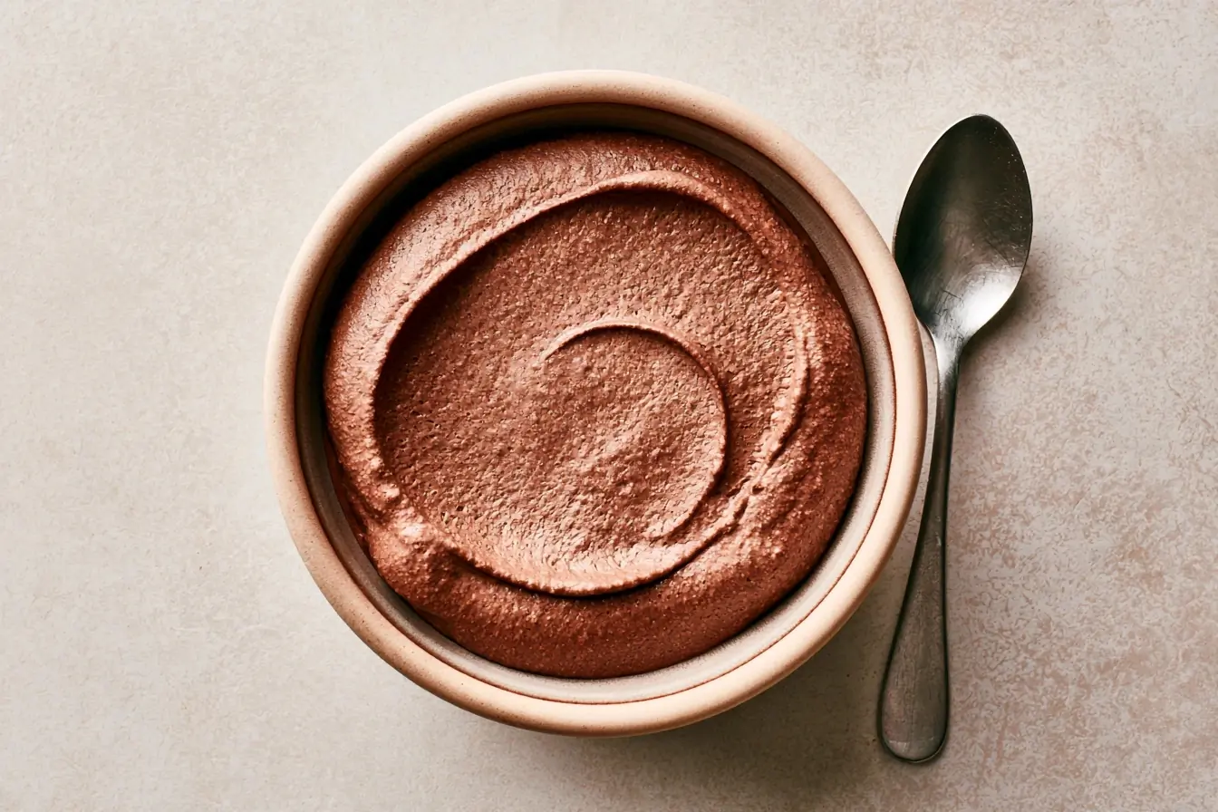 Bol de crème au chocolat sur table