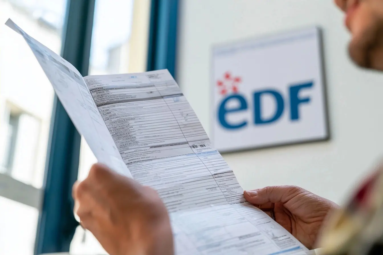 Facture d’électricité devant une enseigne EDF