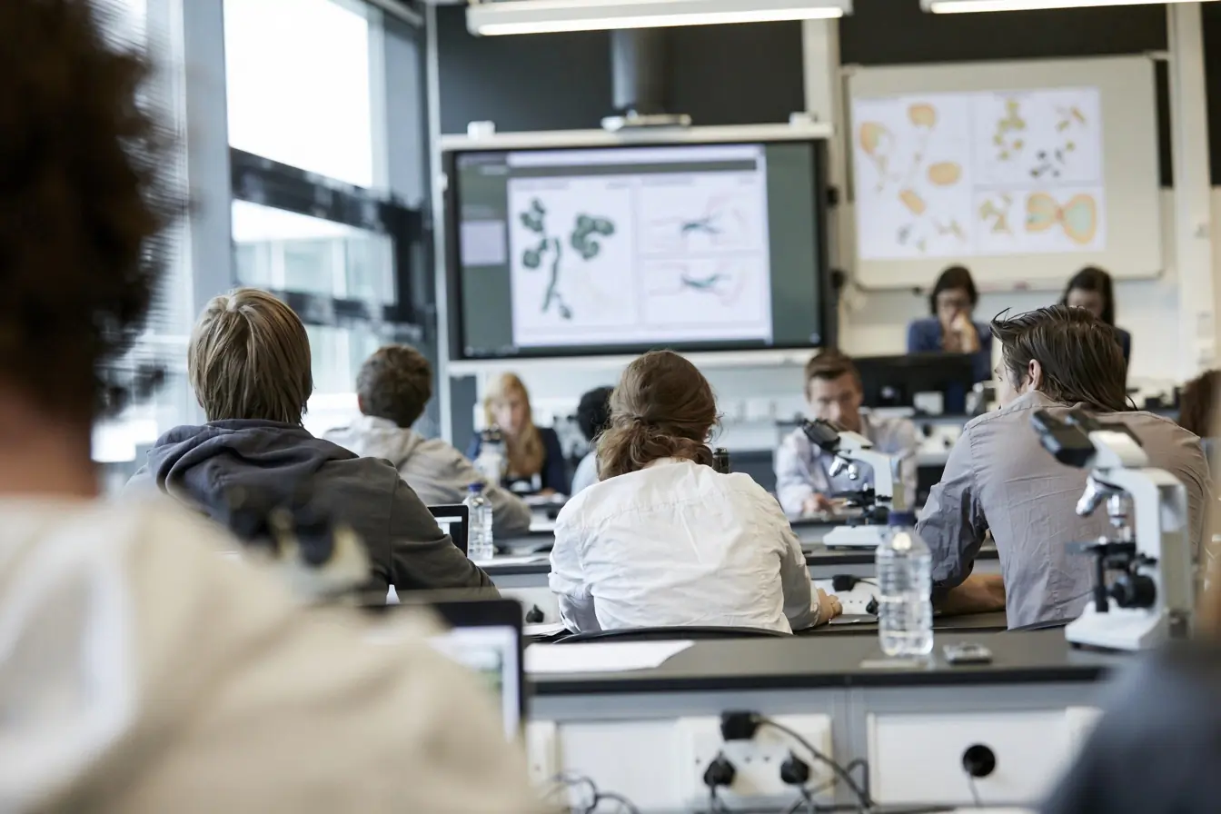 Étudiants en labo de génétique
