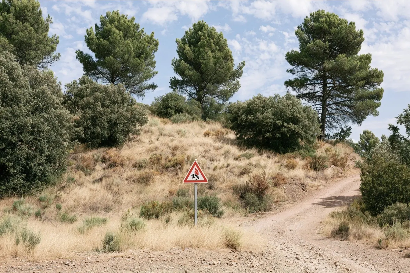 Panneau incendie sur chemin du Sud