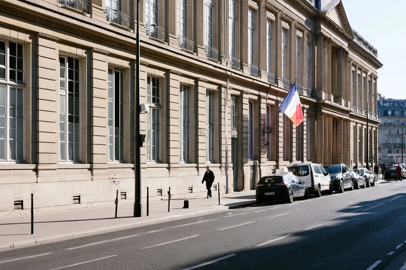 Bâtiment public et rue en France