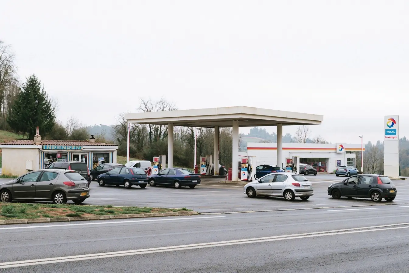 Stations et automobilistes en bord de route