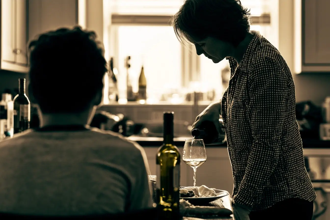 Ado observant un parent qui sert du vin