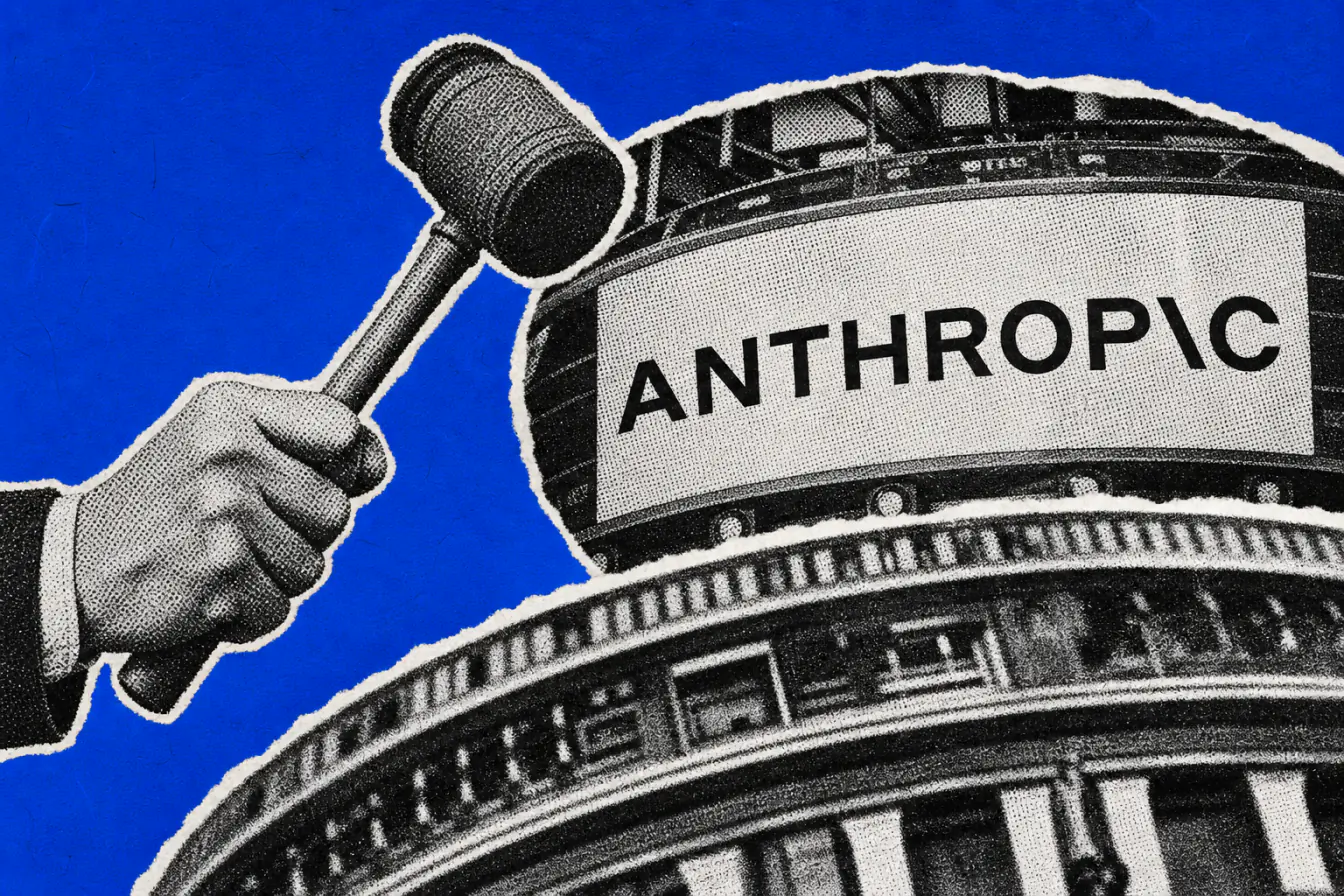 Logo Anthropic serré dans un anneau boursier