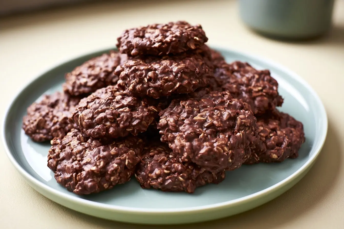 Assiette de biscuits chocolat sans cuisson