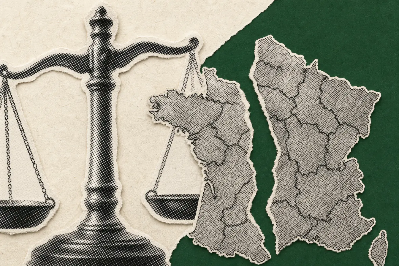 Balance et carte de France encadrées