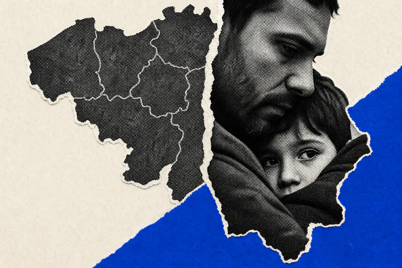 Belgique déchirée avec un homme et un enfant