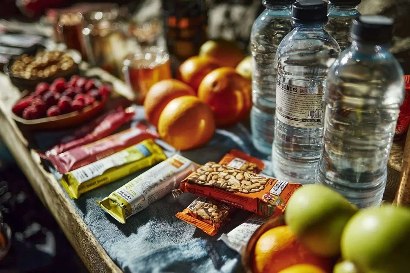 Image de snacks nutritifs et boissons pour reconstituer l'énergie après un jogging