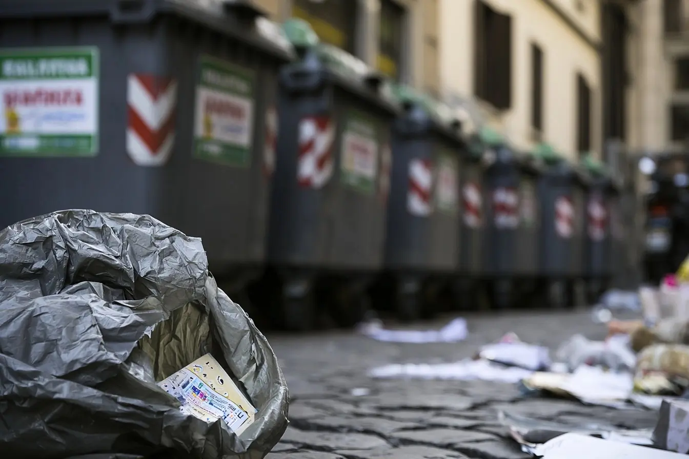 Ticket visible dans des déchets en Italie