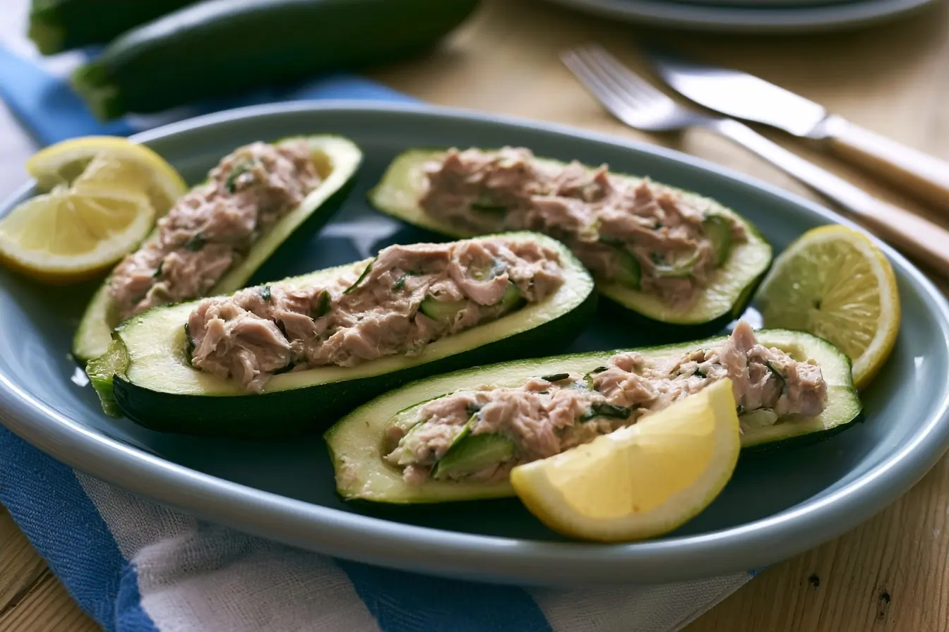 Courgettes farcies au thon servies froides
