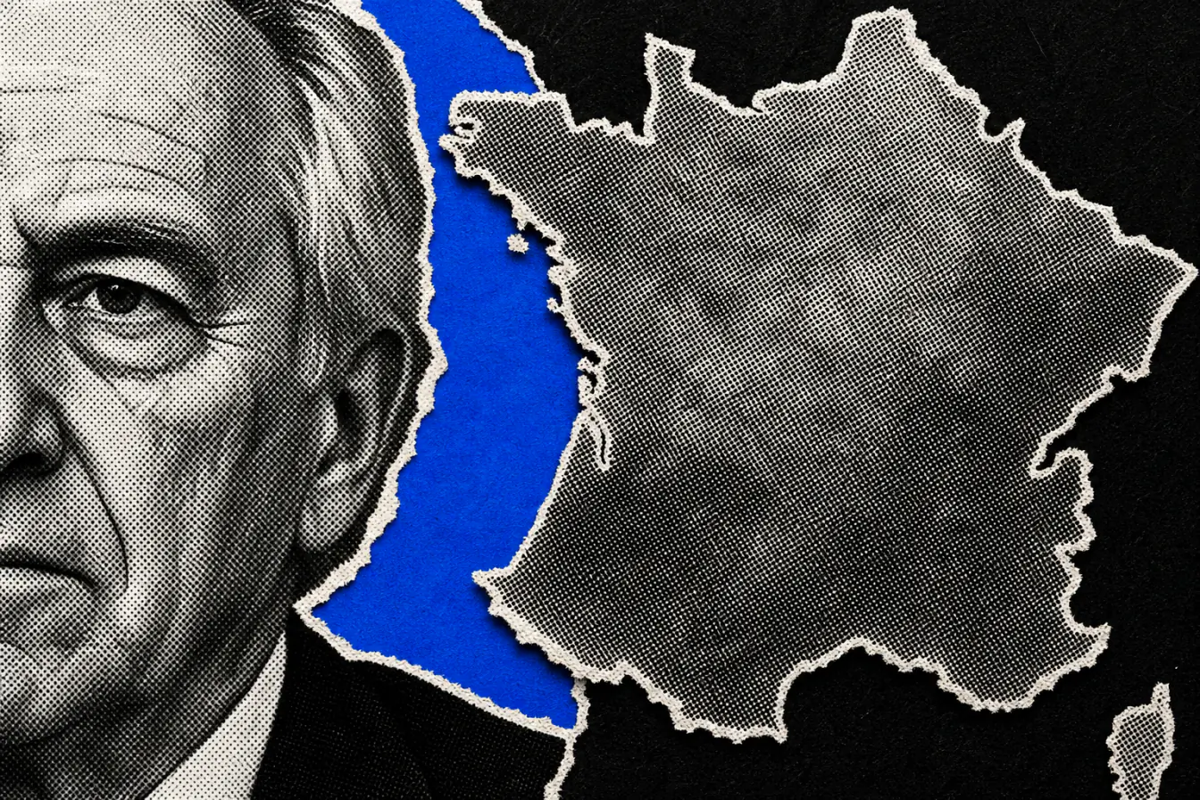 Carte de la France serrant un visage senior