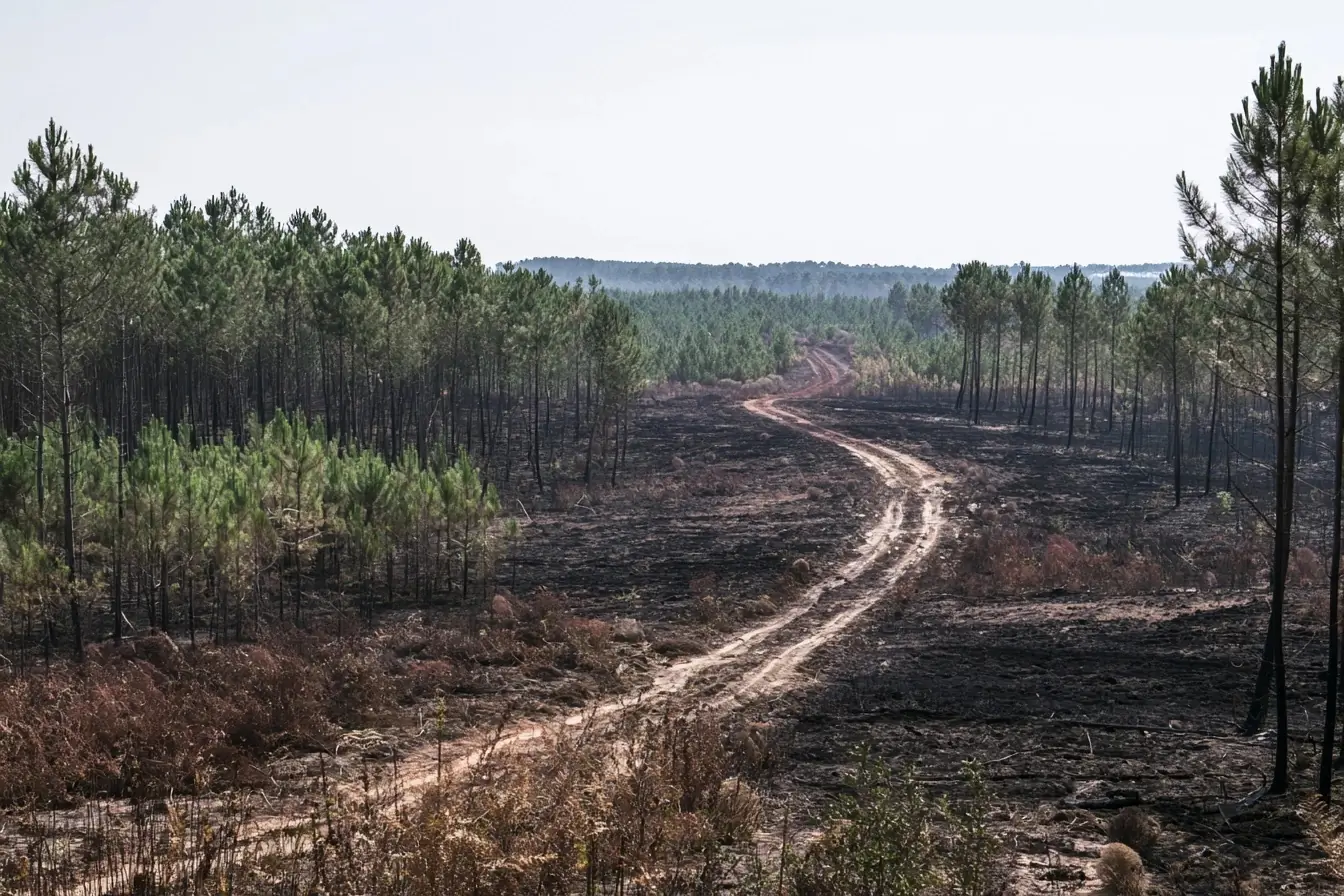 Forêt de Gironde marquée par l'incendie