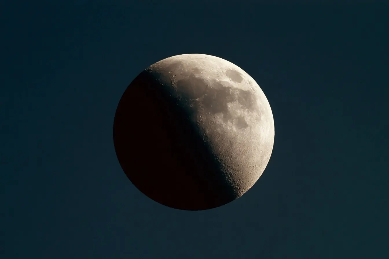 Gros plan sur une Lune partiellement éclipsée