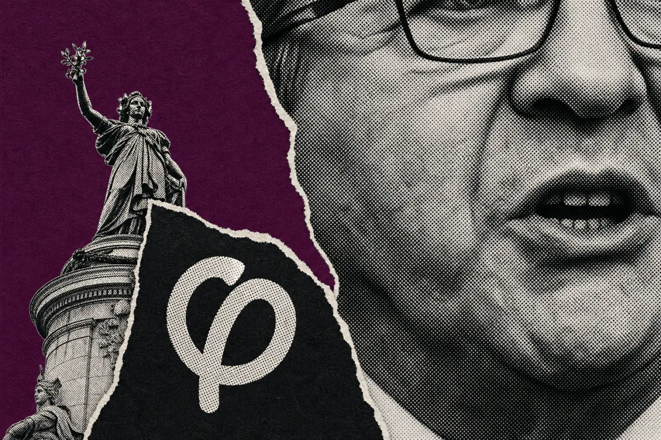 Gros plan de Mélenchon sur déchirure