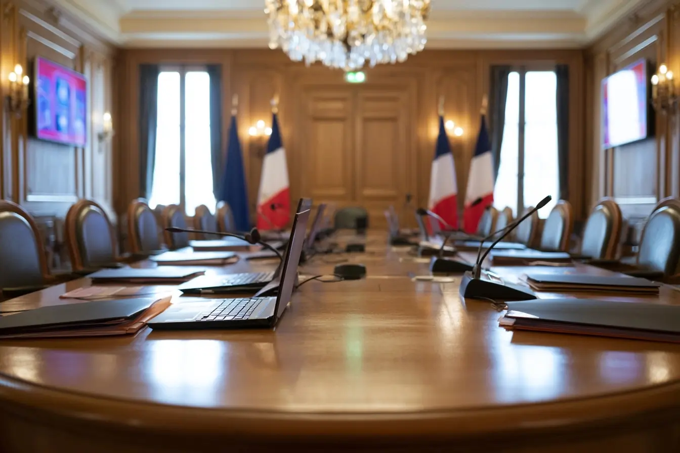 Salle de crise du gouvernement vide
