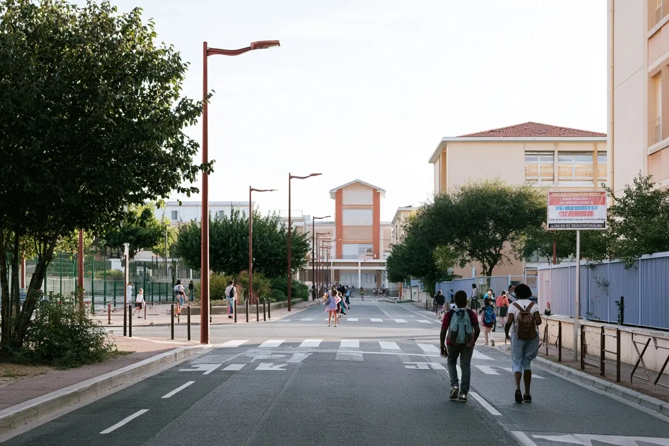 Rue d’école avant la rentrée 2026