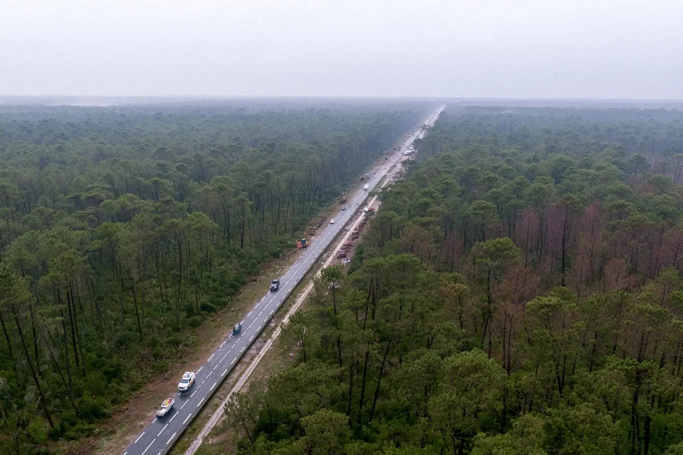 Vue large des Landes après l’orage