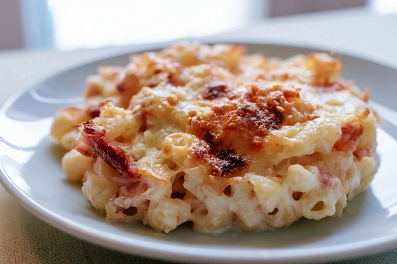 Assiette de gratin de coquillettes