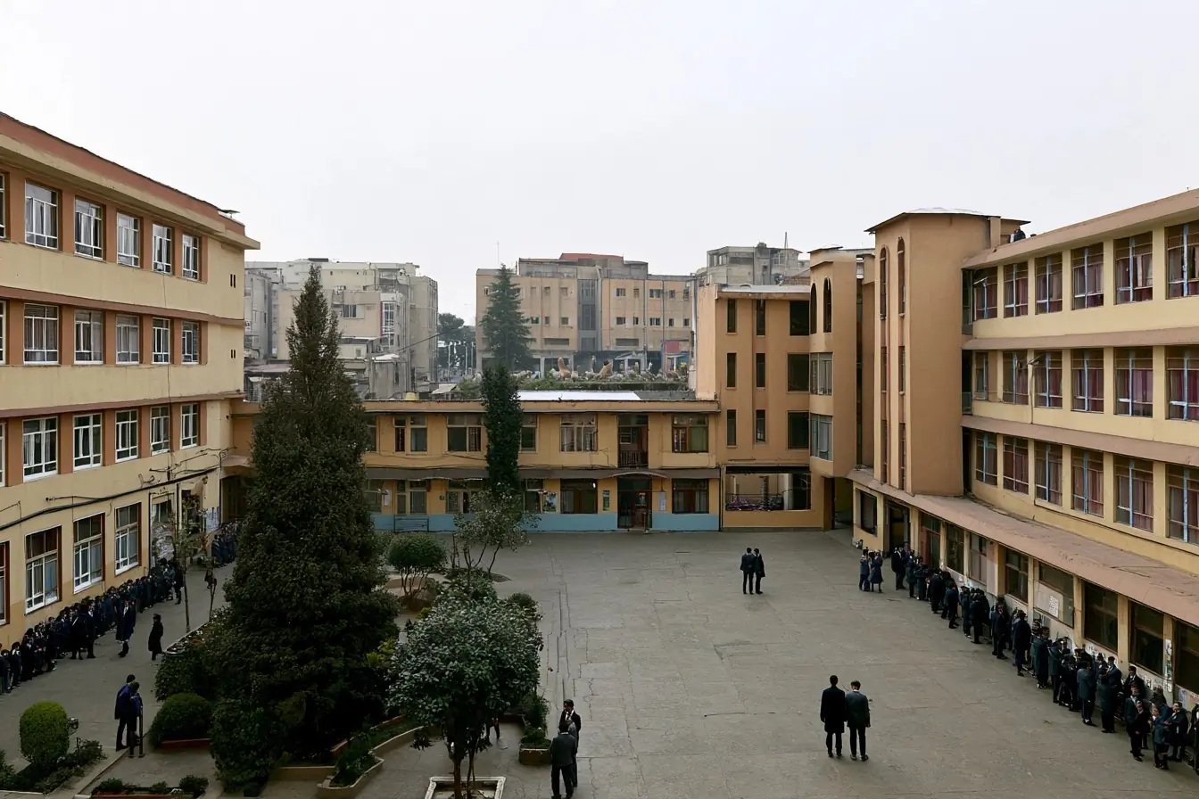 Cour d’école catholique en journée