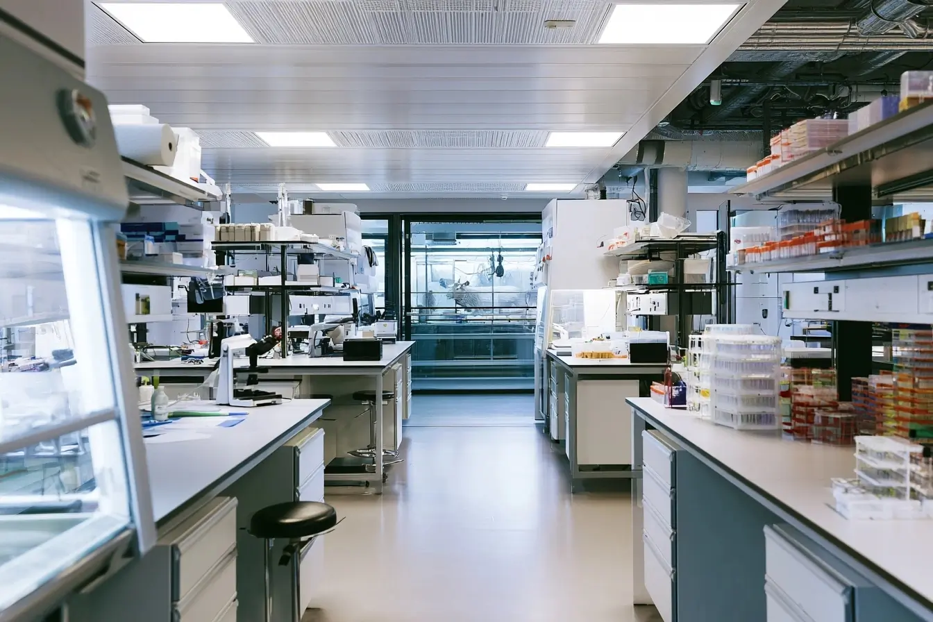 Laboratoire biomédical en vue large